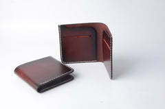 Handmade Leather Minimalist Mens Cool Slim Leather Wallet Men billfold Wallets Bifold for Men