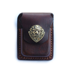 Handmade Cool Mens Leather Zippo Lighter Cases with Loop Zippo lighter Holder with clips - iwalletsmen