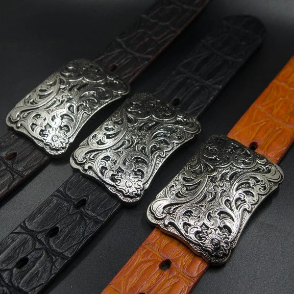 Handmade Genuine Leather Punk Rock Chinese Floral Mens Cool Men Biker Trucker Leather Belt