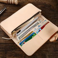 Leather Biker Chain Wallet Mens Cool Handmade Long Chain Wallet with Chain - iwalletsmen