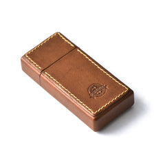 Cool Mens Black Leather Portable Ashtray Travel Ashtray Pocket Ashtray Lighter for Men - iwalletsmen