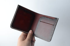 Handmade Leather Minimalist Mens Cool Slim Leather Wallet Men billfold Wallets Bifold for Men