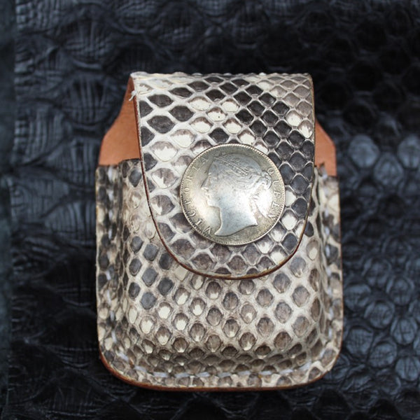 Cool Mens Skin of Boa Zippo Lighter Pouch with Loop Biker Zippo lighter cases with Clip - iwalletsmen
