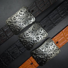 Handmade Genuine Leather Punk Rock Chinese Floral Mens Cool Men Biker Trucker Leather Belt