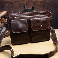 Genuine Leather Mens Cool Messenger Bag Clutch Bag Chest Bag Bike Bag Cycling Bag for men