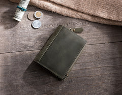 Handmade Leather Mens Cool Slim Leather Wallet Men Small Wallets Bifold for Men