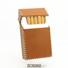 Handmade Cool Leather Mens Cigarette Holder Case Brown Cigarette Holder for Men - iwalletsmen
