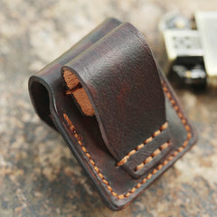 Cool Mens Leather Prajna Zippo Lighter Cases with Loop Zippo lighter Holder with clips - iwalletsmen