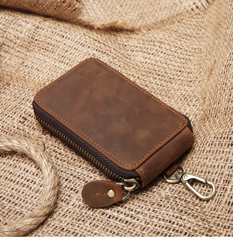 Handmade Leather Mens Cool Key Wallet Car Key Holder Case Card Wallet for Men