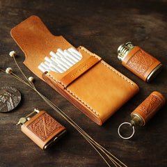 Wooden Beige Leather Womens 20pcs Cigarette Case Custom Cigarette Holder for Women - iwalletsmen