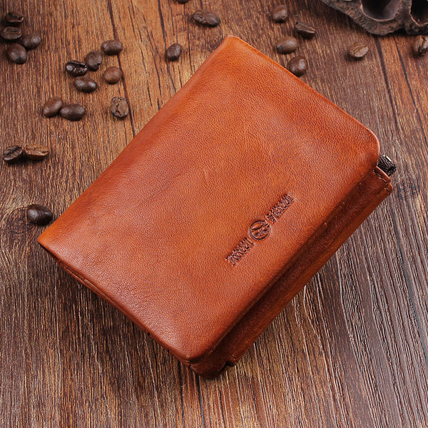 Handmade Mens Cool billfold Leather Wallet Men Small Wallets Trifold for Men - iwalletsmen
