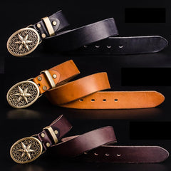 Handmade Genuine Leather Punk Rock Western Country Star of David Mens Cool Men Biker Trucker Leather Belt