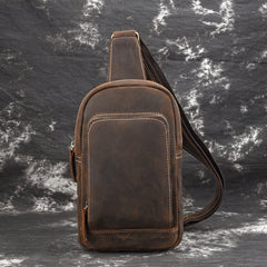 Casual Leather One Shoulder Backpack Chest Bag Sling Bag Sling Crossbody Bag For Men - iwalletsmen