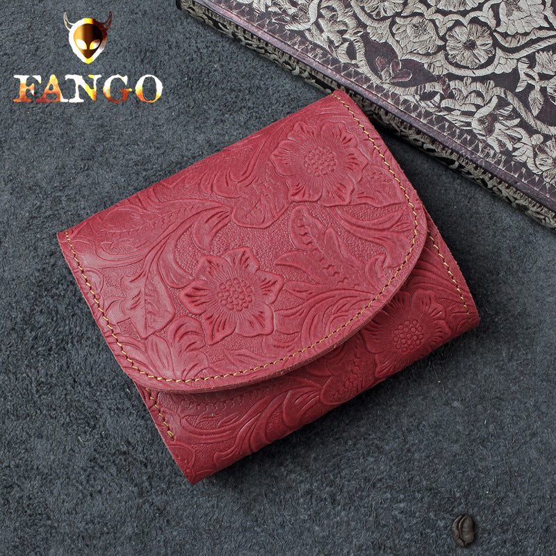 Handmade Leather Floral Mens Trifold Cool billfold Wallet Card Holder Small Card Slim Wallets for Men