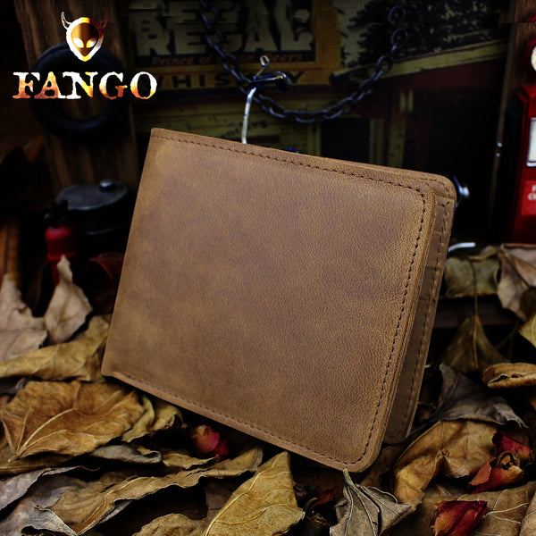 Handmade Leather Mens Cool Slim Leather Wallet Men billfold Wallets Bifold for Men