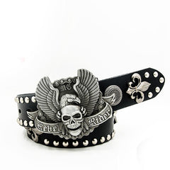 Handmade Genuine Leather Punk Rock Western Country Skull Mens Cool Men Biker Trucker Leather Belt