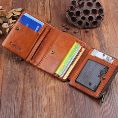 Handmade Mens Cool billfold Leather Wallet Men Small Wallets Trifold for Men - iwalletsmen