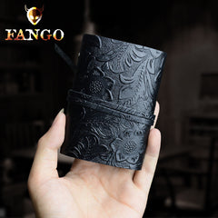 Handmade Leather Floral Mens Cool billfold Wallet Card Holder Small Card Slim Wallets for Men