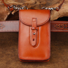 Cool Leather Mens Biker Cell Phone Holster Belt Pouch Side Bag Shoulder Bag for Men - iwalletsmen