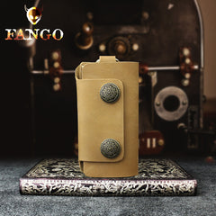 Handmade Leather Floral Mens Cool Car Key Wallet Coin Wallet Pouch Car KeyChain for Men