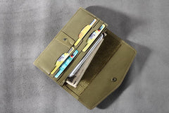 Handmade Leather Mens Clutch Wallet Cool Leather Wallet Long Phone Wallets for Men