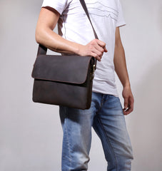 Handmade Leather Mens Cool Messenger Bag Chest Bag Bike Bag Cycling Bag for men