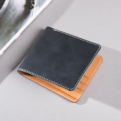 Handmade Leather Mens Cool Slim Leather Wallet Men Small Wallets Bifold for Men