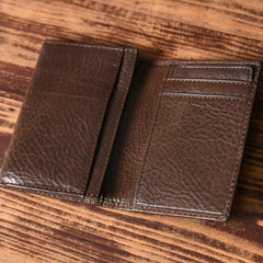 Handmade Leather Mens Cool Slim Leather Wallet Men Small Wallets Bifold for Men - iwalletsmen