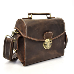 Handmade Leather Mens Cool Small Messenger Bag SLR Camera Case Bag Cycling Bag for men