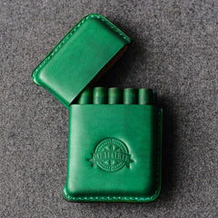 Handmade Brown Leather Mens 10pcs Cigarette Holder Case Cool Custom Cigarette Case for Men - iwalletsmen