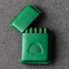 Handmade Green Leather Cigarette Case 10pc Green Leather Case of Cigarettes Green Leather Cigarette Holder Case