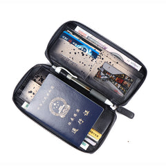 Handmade Leather Mens Cool Long Leather Wallet Bifold Zipper Clutch Wallet for Men - iwalletsmen