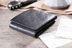 Handmade Leather Mens Cool Slim Leather Wallet Men Small Wallets Bifold for Men