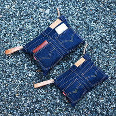 Cool Blue Jean Mens Clutch Bag Wristlet Bag Wallet Zipper Clutch Wallet For Men - iwalletsmen
