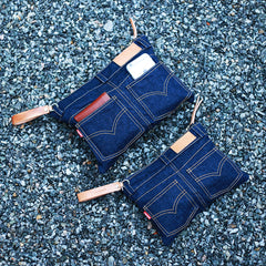 Cool Blue Jean Mens Clutch Bag Wristlet Wallet Zipper Clutch Wallet For Men - iwalletsmen
