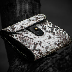 Handmade Leather Boa Skin Tooled Mens billfold Wallet Cool Slim Wallet Biker Wallet for Men