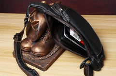 cool sling bags Small sling bags for travel Black Leather Chest Bag Sling Bag Mens Small Crossbody Sling Bag Leather One Strap Backpack