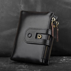 Cool Leather Mens Zip Wallet billfold Slim Bifold Wallet Card Wallet for Men - iwalletsmen