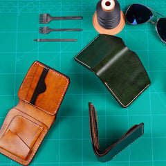 Handmade Mens Cool billfold Leather Wallet Men Small Slim Wallets Bifold for Men - iwalletsmen