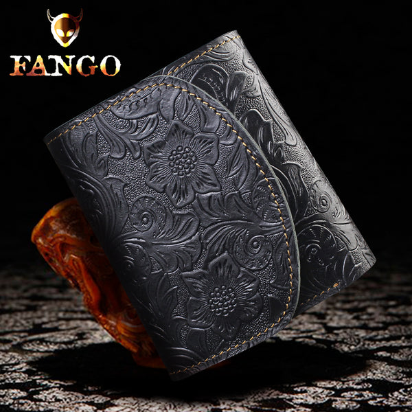 trifold wallet men​ Dark Brown Leather Trifold Wallet Women Floral Mens Leather Wallets Trifold Ladies Trifold Wallet