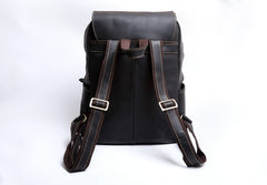 Genuine Leather Mens Cool Backpack Sling Bag Large Black Travel Bag Hiking Bag for men