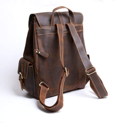 Handmade Leather Mens Cool Backpack Sling Bag Large Black Travel Bag Hiking Bag for men