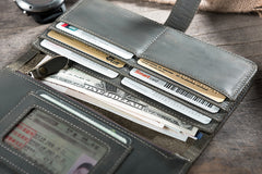 Handmade Leather Mens Clutch Wallet Cool Leather Wallet Long Phone Wallets for Men
