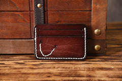 Handmade Mens Cool billfold Leather Wallet Men Small Card Slim Wallets for Men