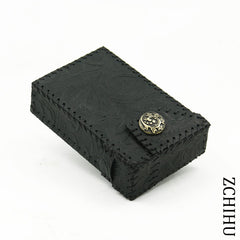 Cool Leather Mens Black Cigarette Holder Case Handmade Engraved Cigarette Holder for Men - iwalletsmen