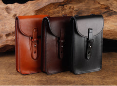 Cool Leather Mens Biker Cell Phone Holster Belt Pouch Side Bag Shoulder Bag for Men - iwalletsmen