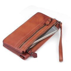 Handmade Mens Cool Long Leather Chain Wallet Cards Biker Trucker Wristlet Wallet - iwalletsmen