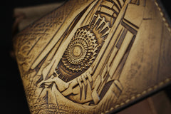 Handmade Leather Tooled Transformers Megatron Mens billfold Wallet Cool Leather Wallet Slim Wallet for Men
