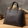 Handmade Leather Vintage Mens Black Coffee Tote Bag Cool Handbag Shoulder Bag for Men