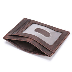 Handmade Leather Mens Cool Slim Leather Wallet Card Wallet Holders Men Front Pocket Wallet for Me